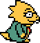 Alphys from Deltarune wagging her tail
